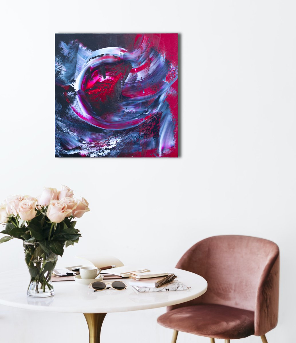 Expressive Abstract Acrylic Painting By Davide De Palma, 24 X 24, Not Excuse, Original Artwork