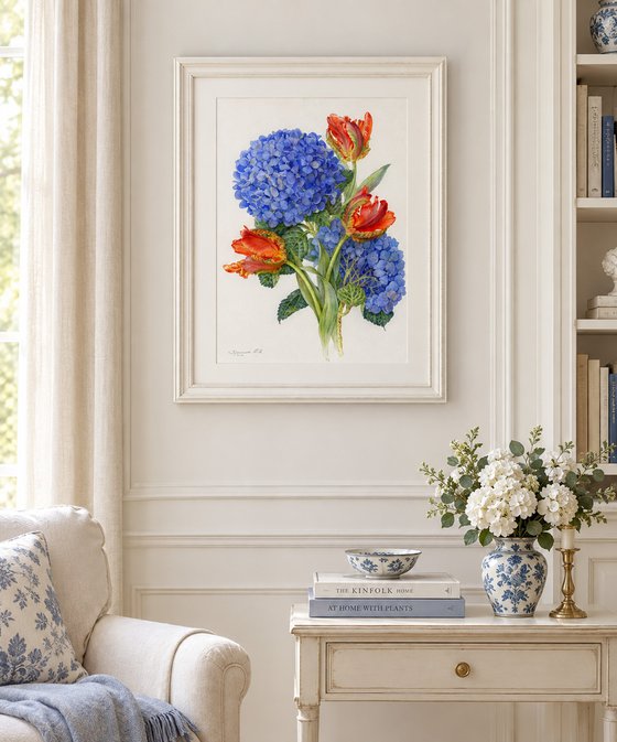 Hydrangea and Tulips