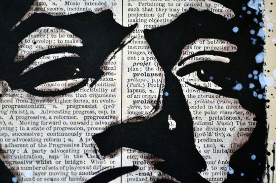 Jimi Hendrix - Collage Art on English Dictionary Vintage Page