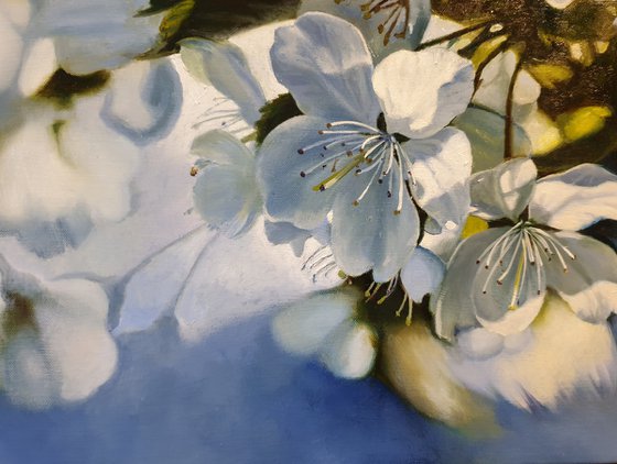 "Spring tenderness"  spring apple tree flower  liGHt original painting  GIFT (2020)