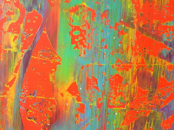 Crazy April - XXL triptych colorful palette knife painting