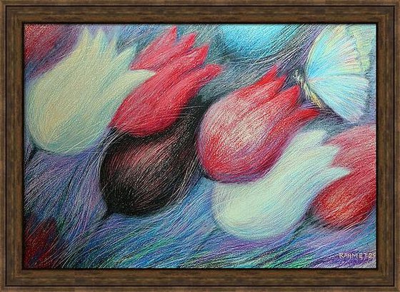 Tulips and Butterfly