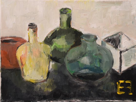Still life with green glass