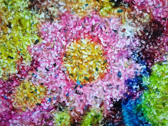 Flowers - 02 - (n.500) - acrylic painting on shredded paper