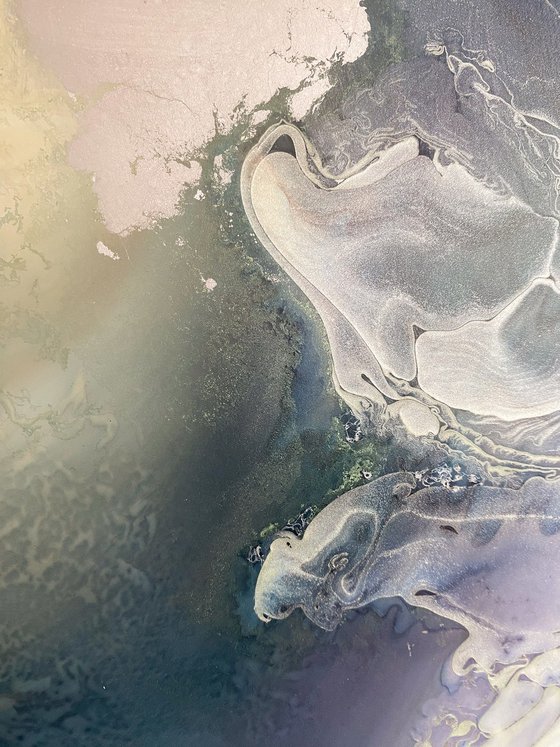Ivory Abstract with Silver