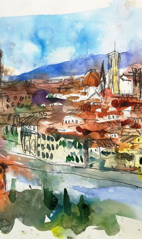 Florence watercolor Sketch by Anna Silabrama