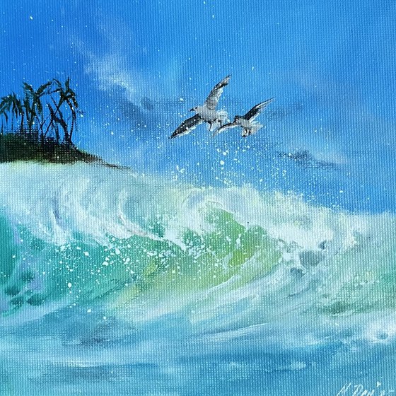 Sea waves 9,5x9,5 inches