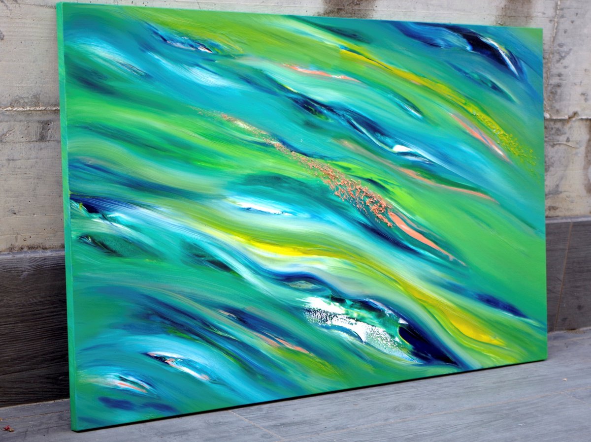 Expressive Landscape Oil Painting By Davide De Palma, 39 X 24, Luminance Ii, Original Artwork