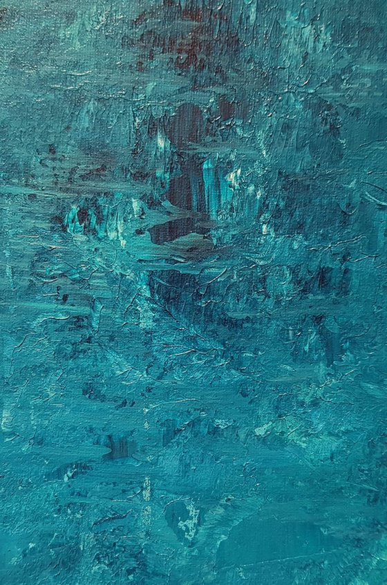 River Guard- XL  blue abstract painting