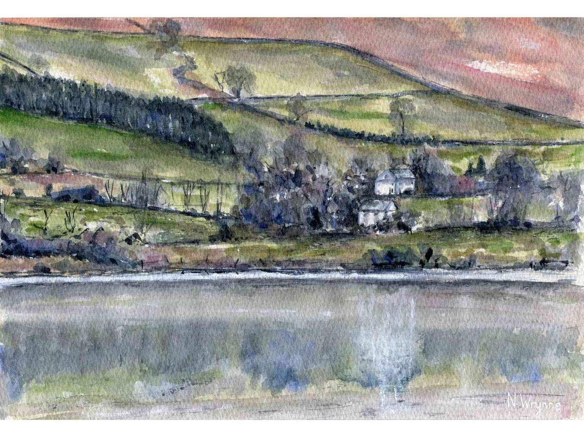 Tranquil Lake - Watercolour Landscape Painting Impressionist Original Art by Neil Wrynne
