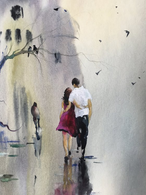 Watercolor “Afternoon walk”