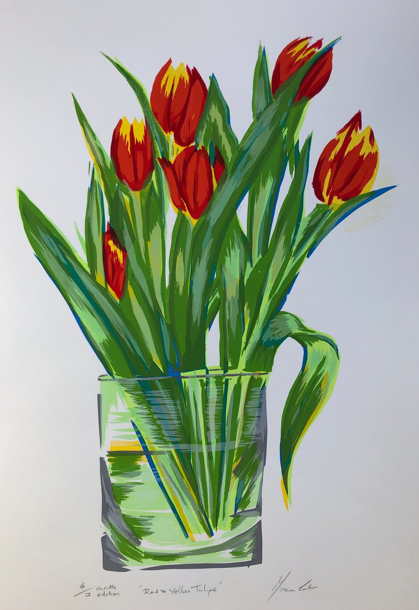 Red & Yellow Tulips by Marian Carter