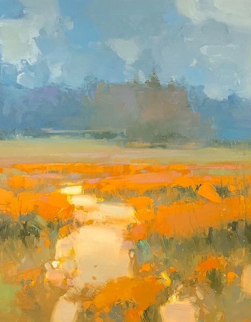 Field of Flowers, Original oil painting, One of a kind Signed by Vahe Yeremyan