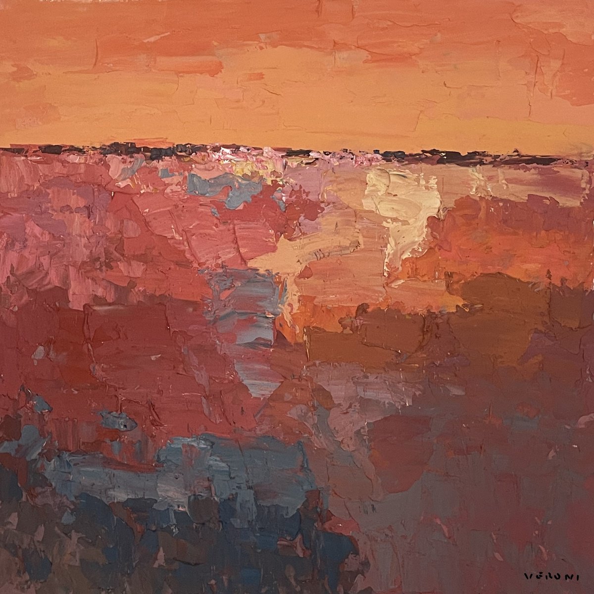 Abstract Oil Painting By Agostino Veroni, 36 X 36, Modern Abstract Oil Painting On Canvas, Original Artwork