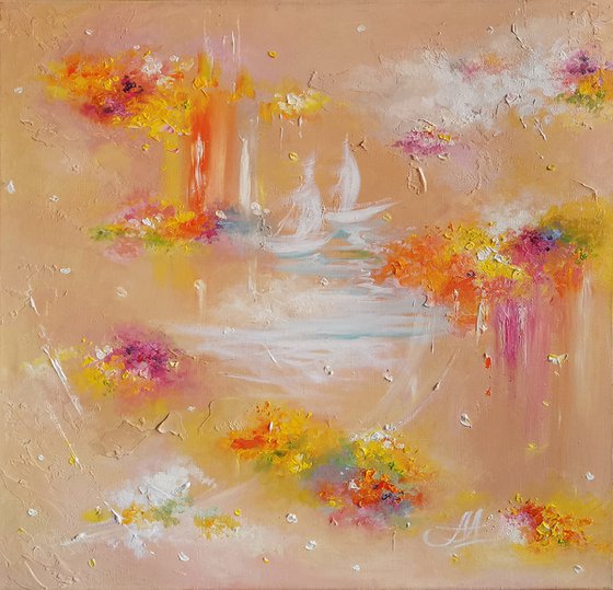 Colorful canvas paintings, Abstract flowering art