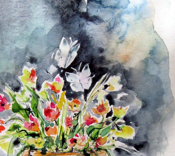 Flowers with butterflies