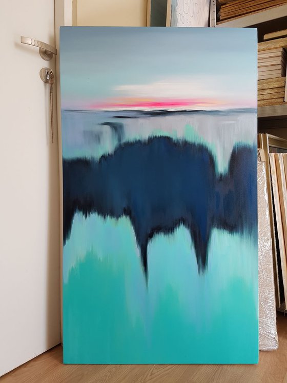 Sea Landscape painting Deep water, 120×70 cm, original, Free shipping