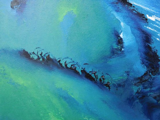 Cool night -  70x50 cm, Original abstract painting, oil on canvas