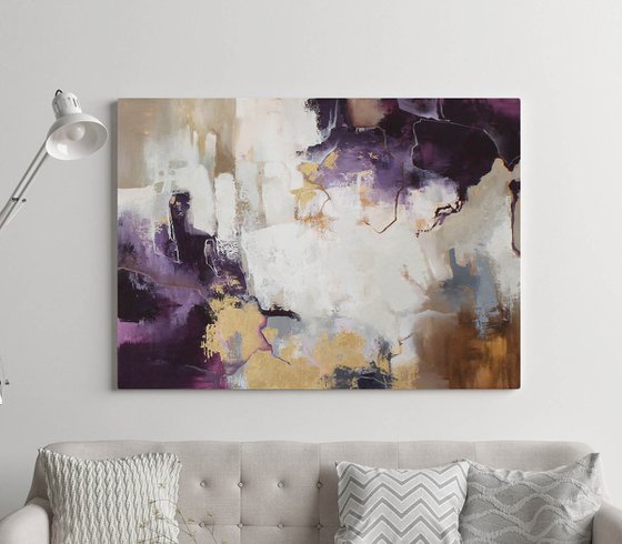 "Flash" Abstract purple gold acrylic art
