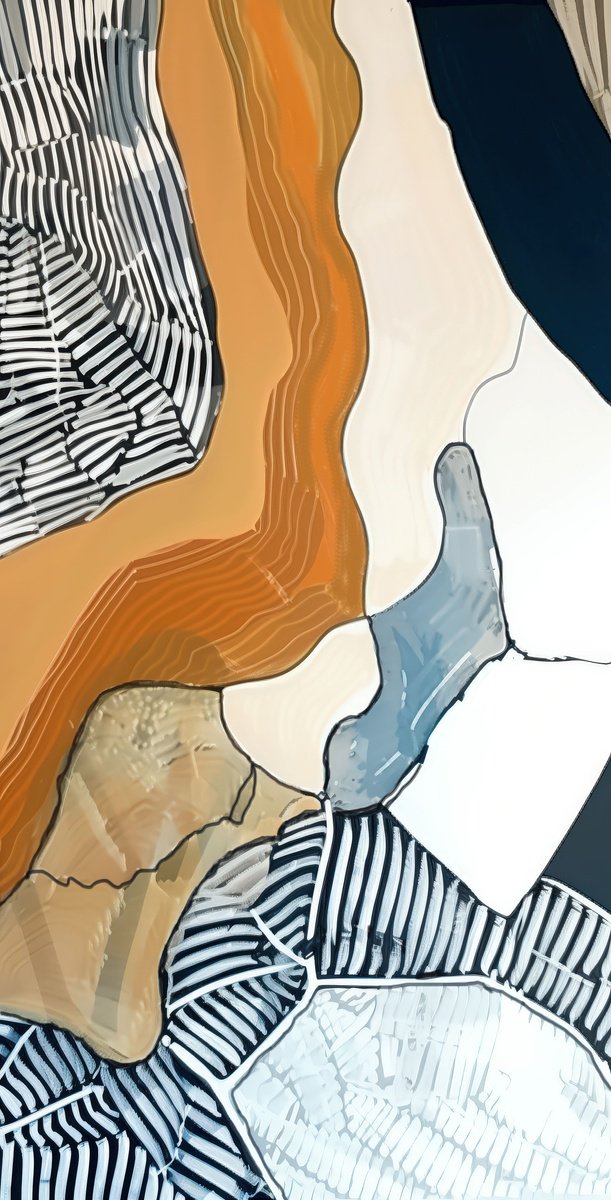 Abstract Acrylic Painting By V+V Kniazievi, 24 X 47", Rings Of Life #2, Original Artwork