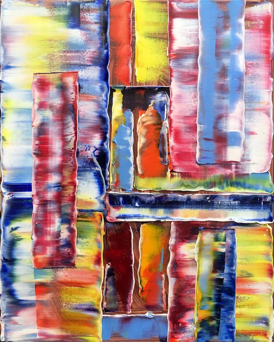 "Shutters" - SPECIAL PRICE - Original Highly Textured PMS Abstract Oil Painting On Canvas - 16" x 20"