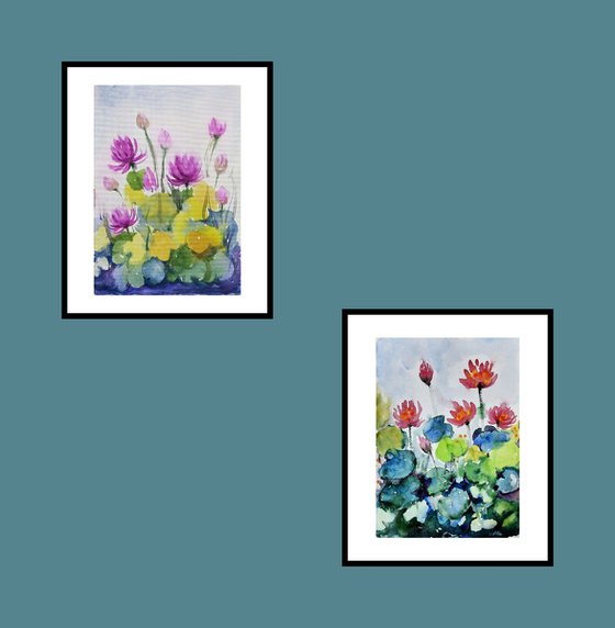 Set of two water lilies