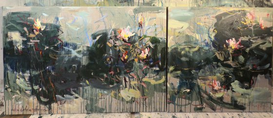 Water lilies. Diptych.