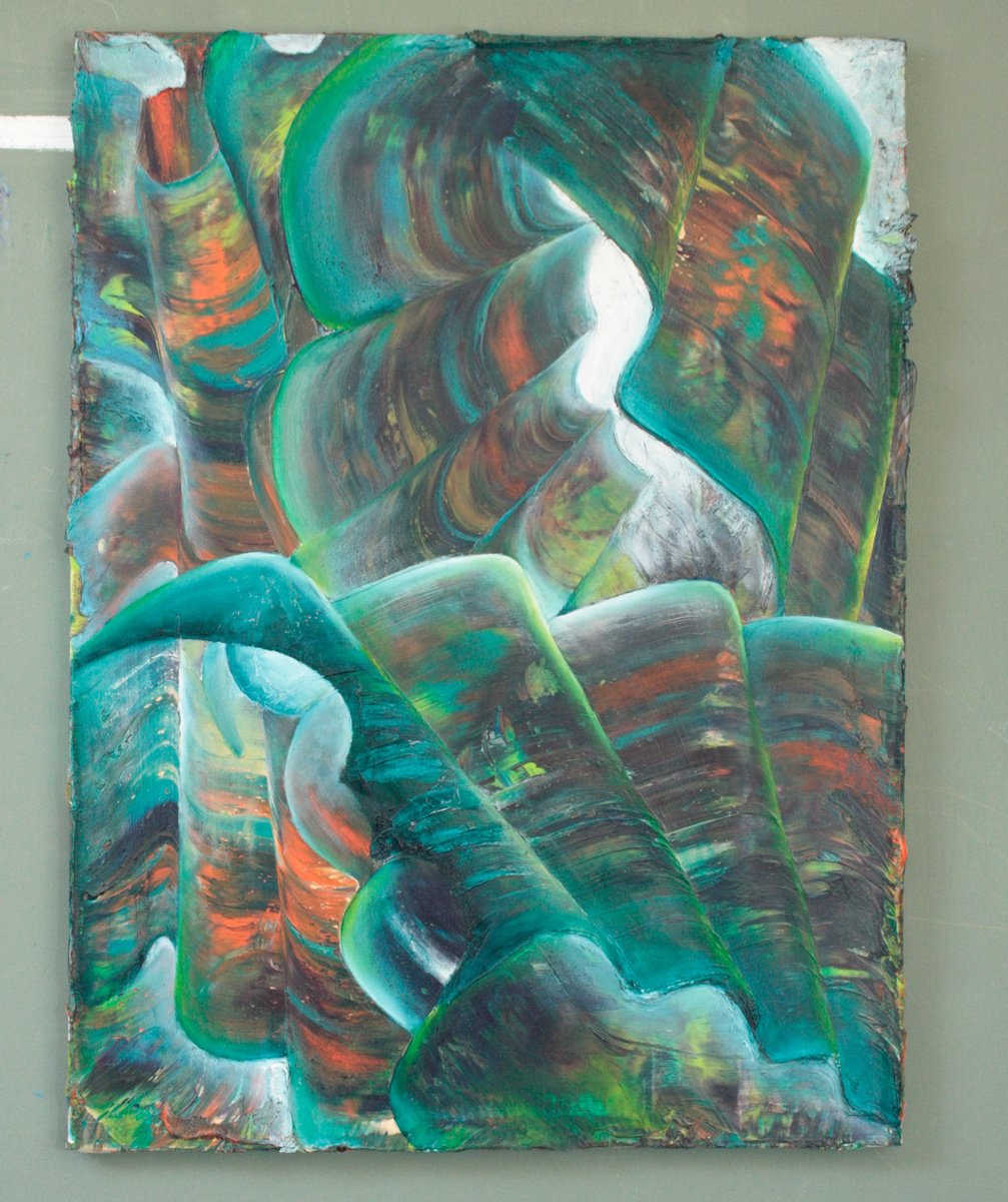 Organic Abstract Oil Painting By Giuseppe Pastore, 24 X 31, Gothic, Original Artwork