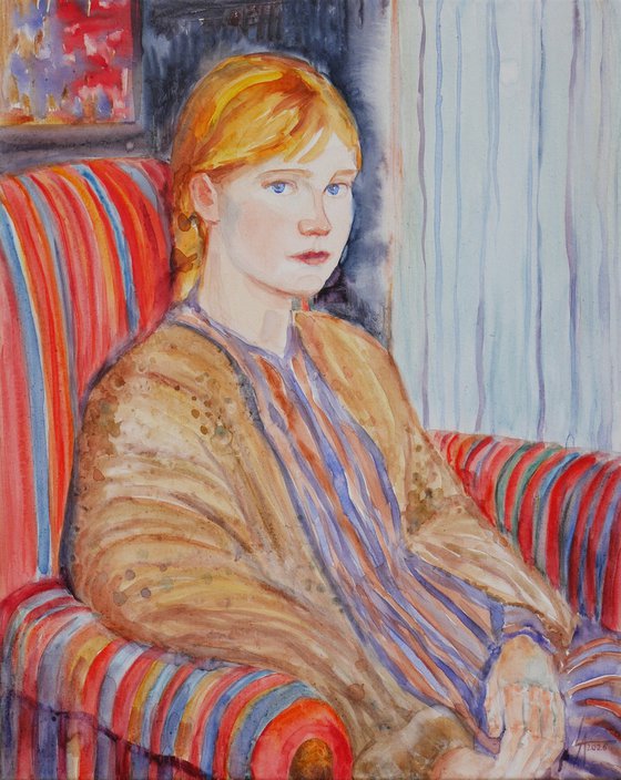 A girl in the old cardigan