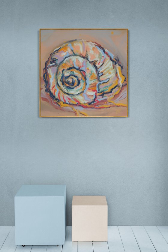 HOMESICK- a digital abstract sea shell snail shell painting, giclee print, different sizes