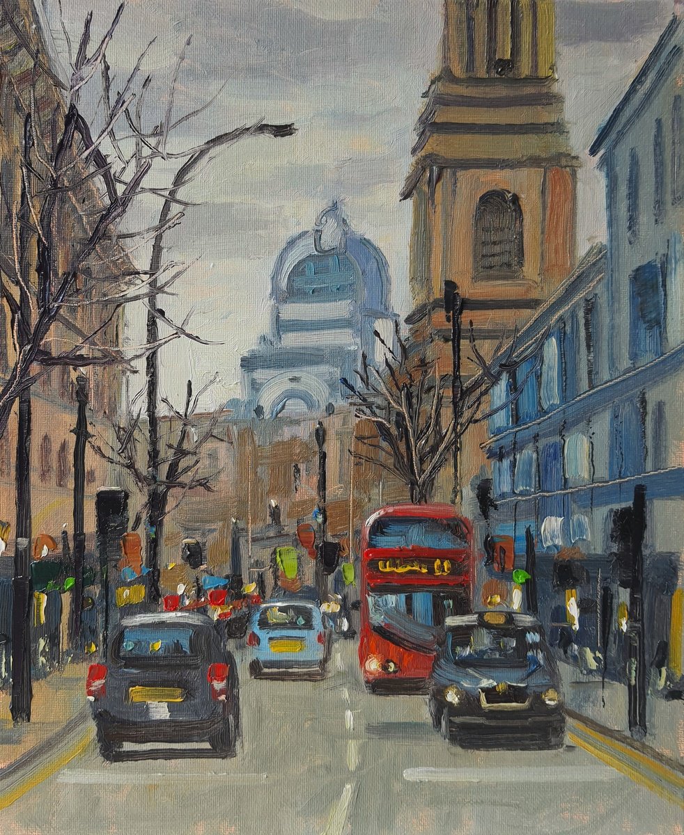Impressionistic Cityscapes Oil Painting By Roberto Ponte, 10 X 12", Cheapside London, Original Artwork