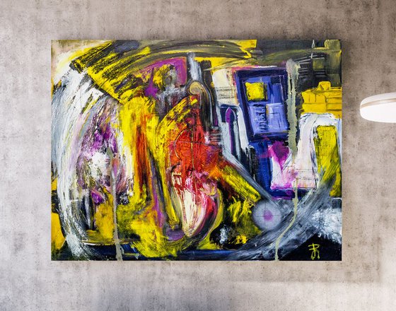 October 2018. Original Colorful Abstract Expressionism Painting.