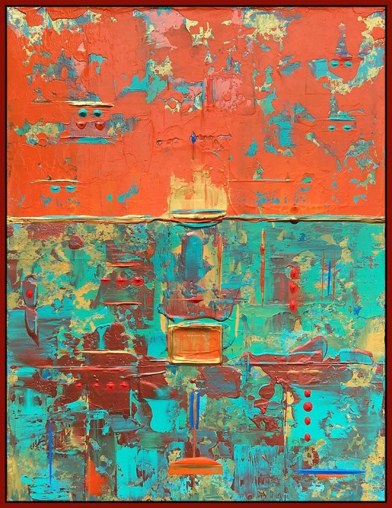 Abstraction with Orange Gold Box