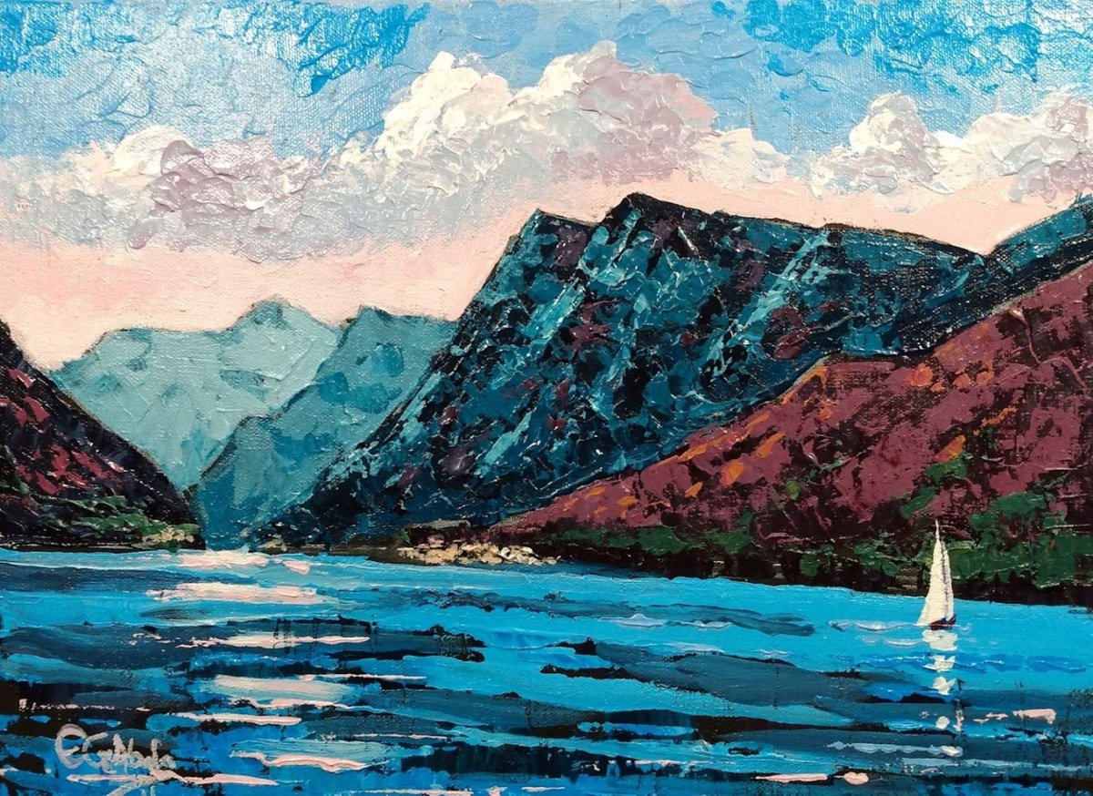 Impressionistic Landscape Acrylic Painting By Edward Abela, 16 X 12, Sweet Solitude, Original Artwork