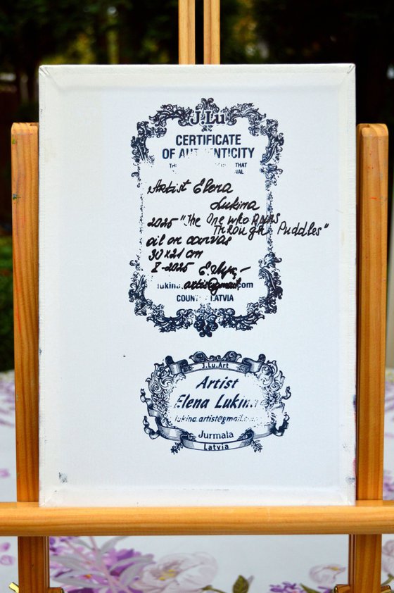 A girl running through puddles