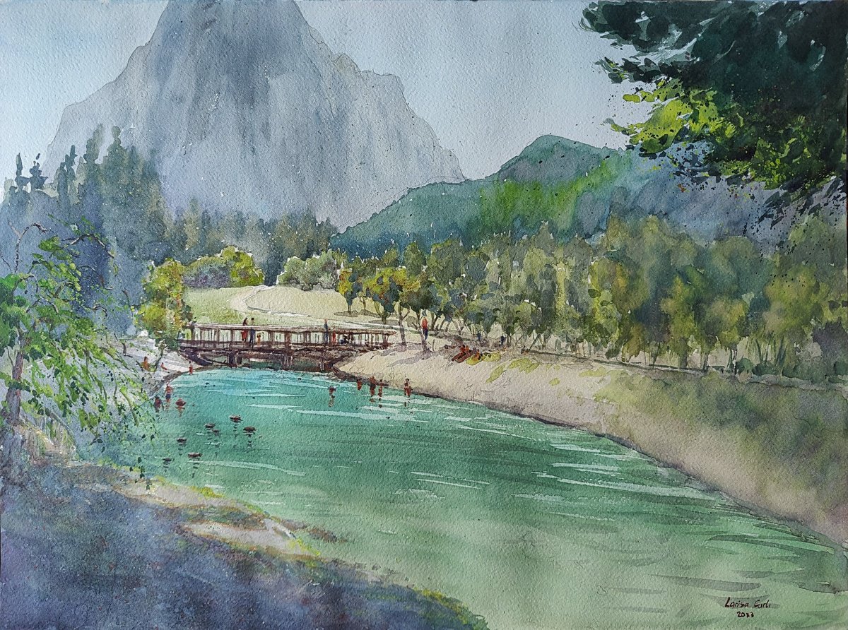 Lake Jasna | Original watercolor painting by Larisa Carli