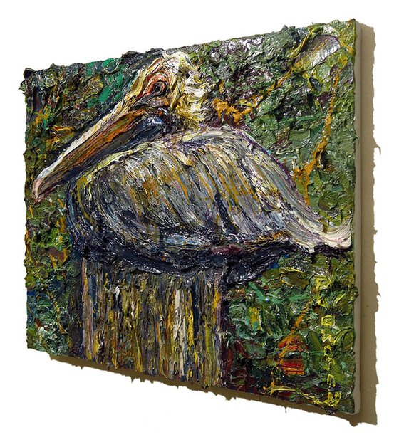 Original Oil Painting Abstract Expressionism Art deco Impressionism Bird