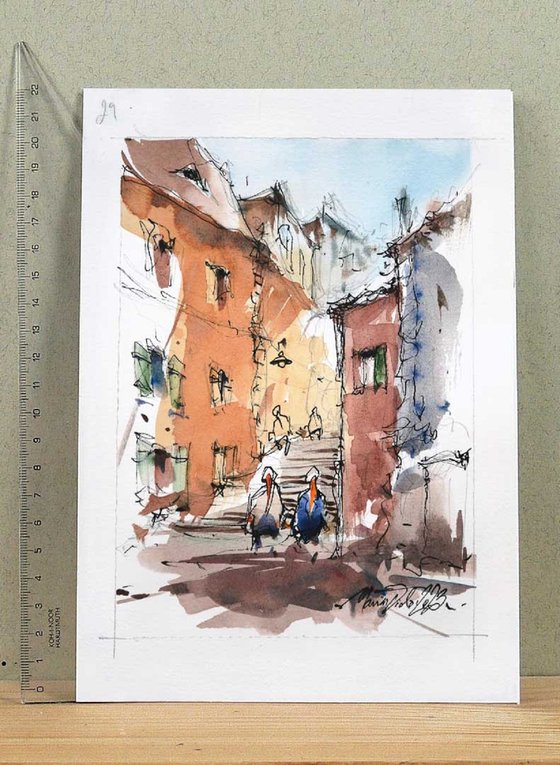 Urban watercolor art.