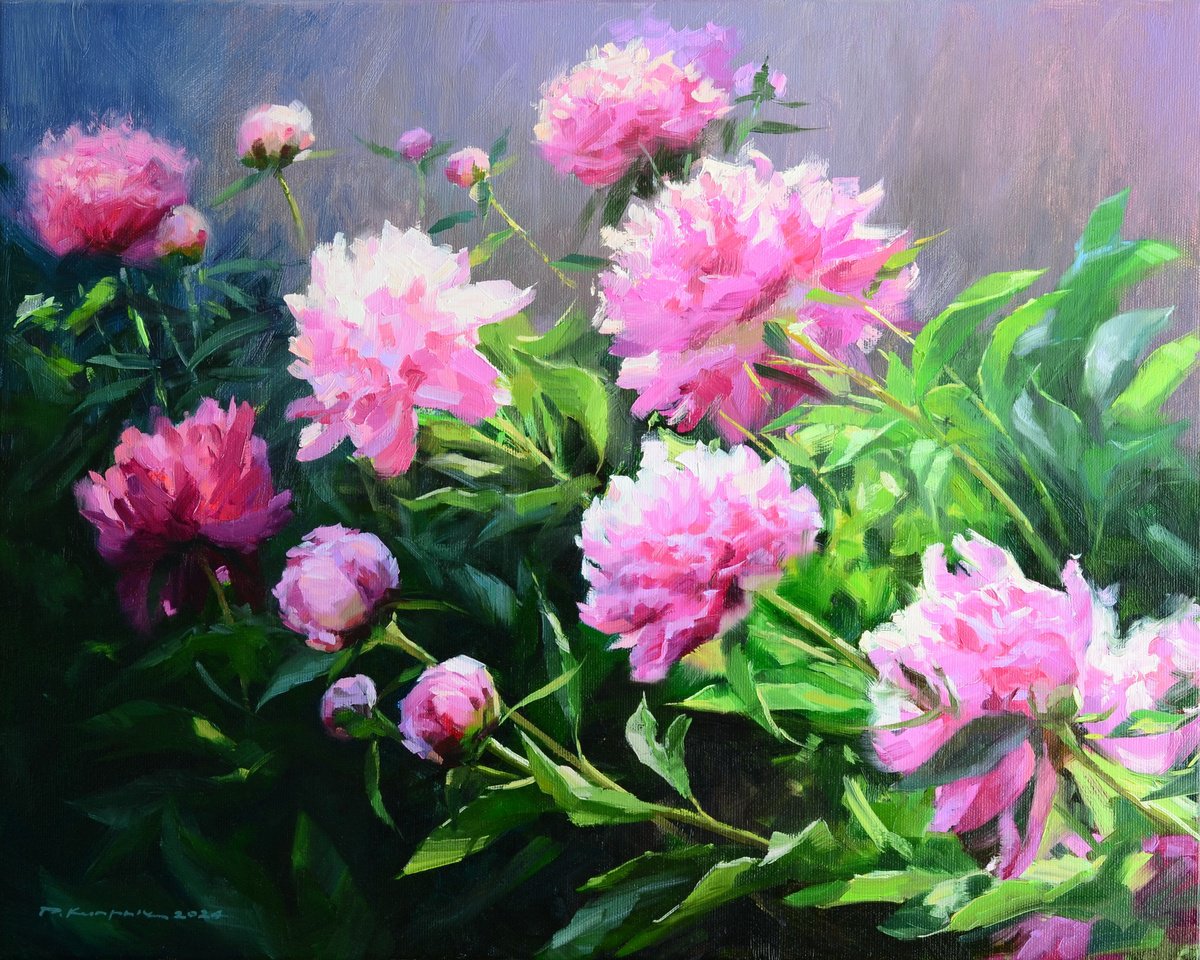 Pink peonies in the garden by Ruslan Kiprych