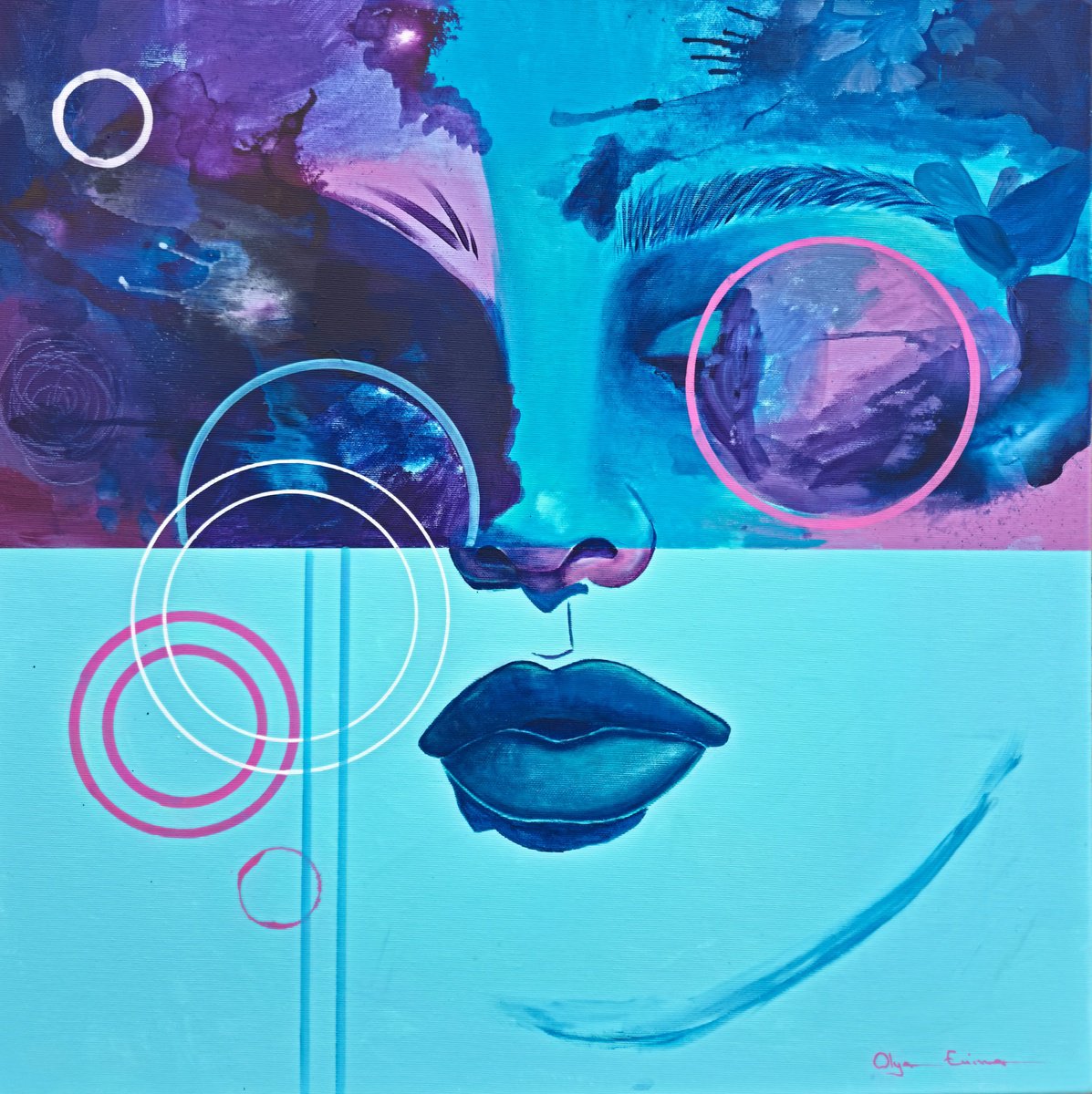  Blue State Of Mind By Olya Enina, 24 X 24, Artwork For Sale On Artfinder