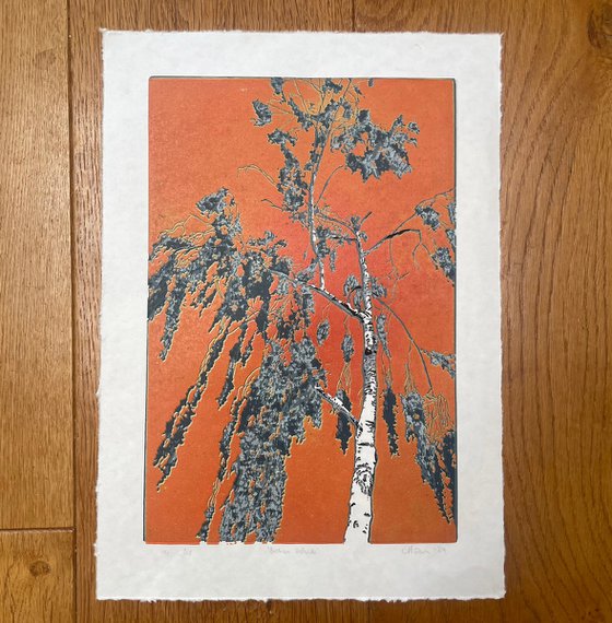 Birch Tree Linocut Print