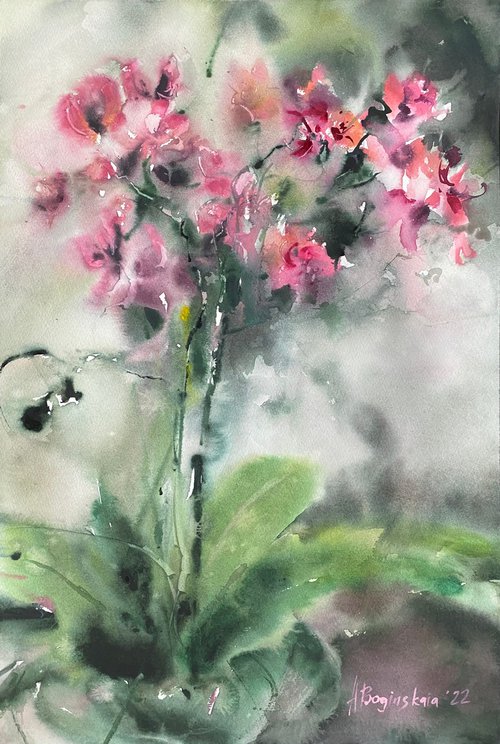 Orchids 1 - original floral watercolor by Anna Boginskaia
