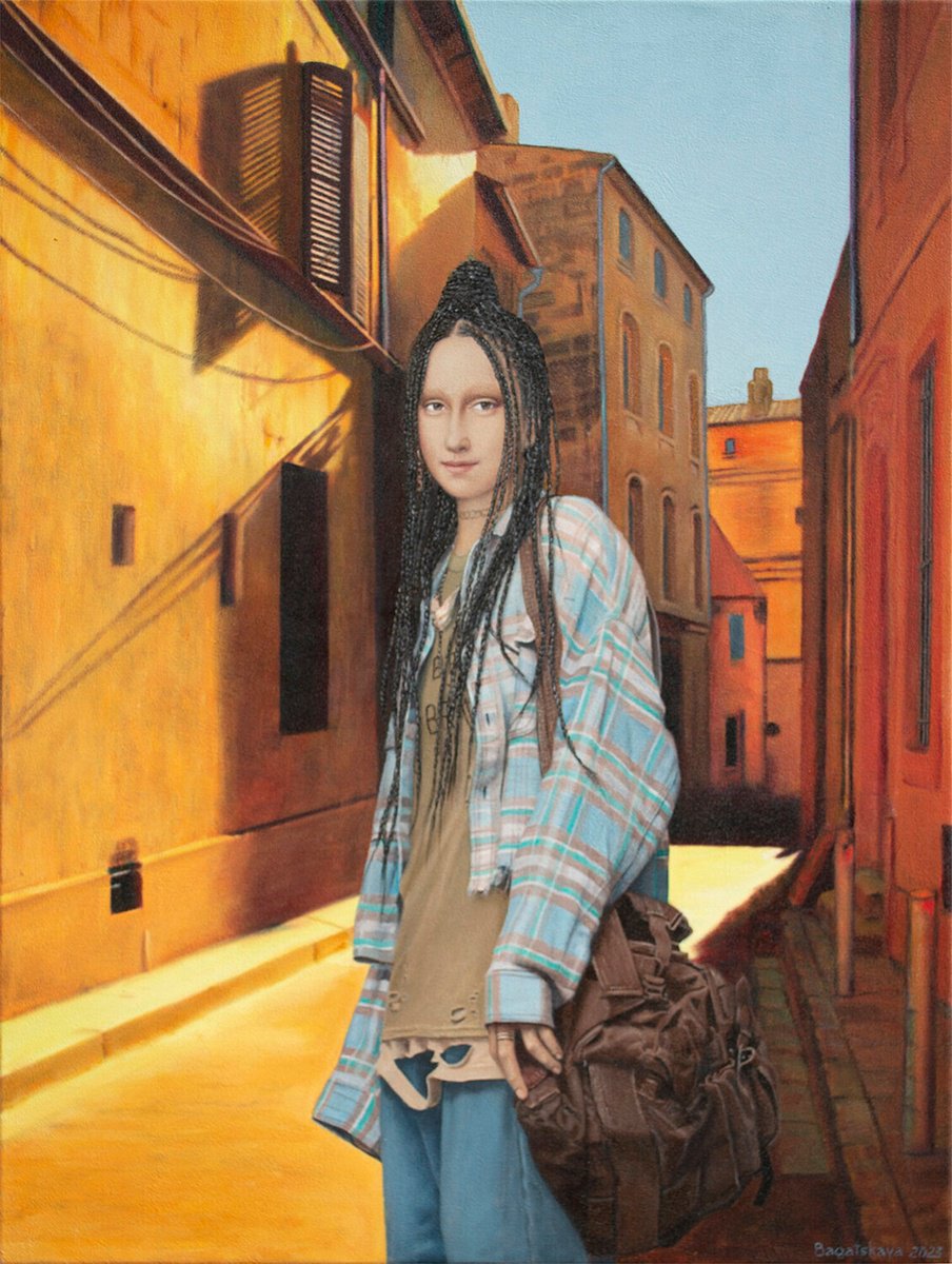 Photorealistic Portrait Acrylic Painting By Nataliya Bagatskaya, 24 X 31", Streets Of The Old Lviv Town, Original Artwork