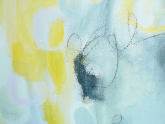 Making my own sunshine (large triptych in yellow and greys)