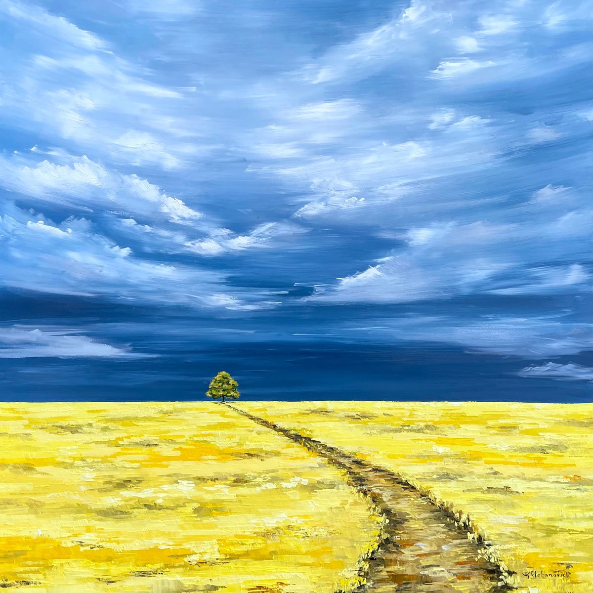 Yellow field, 80 x 80 cm by Art Angel
