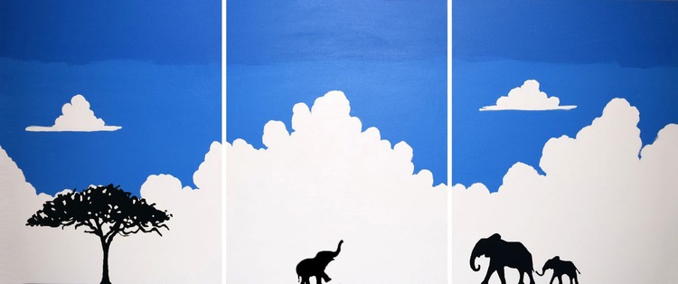 Original Abstract Animal Landscape Elephants On Artfinder