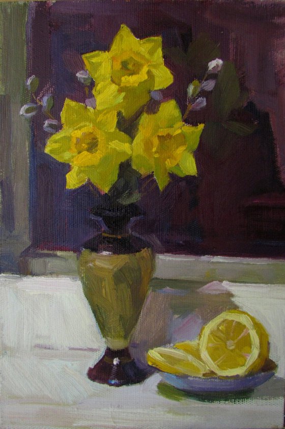 Daffodils and lemon