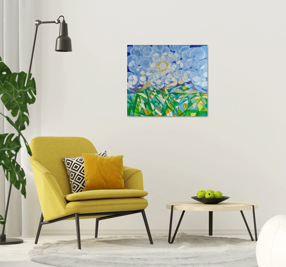 Morning (80x90cm, cubism, oil painting, ready to hang)