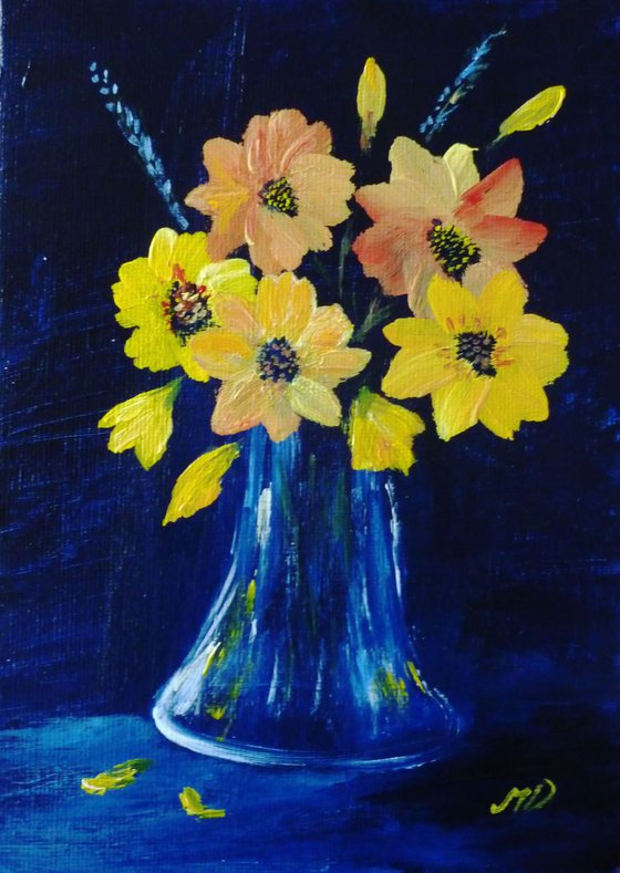 Vase of Yellow flowers