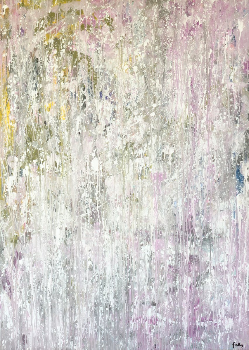 Organic Abstract Acrylic Painting By Simon Findlay, 43 X 60", Rainy Day, Original Artwork